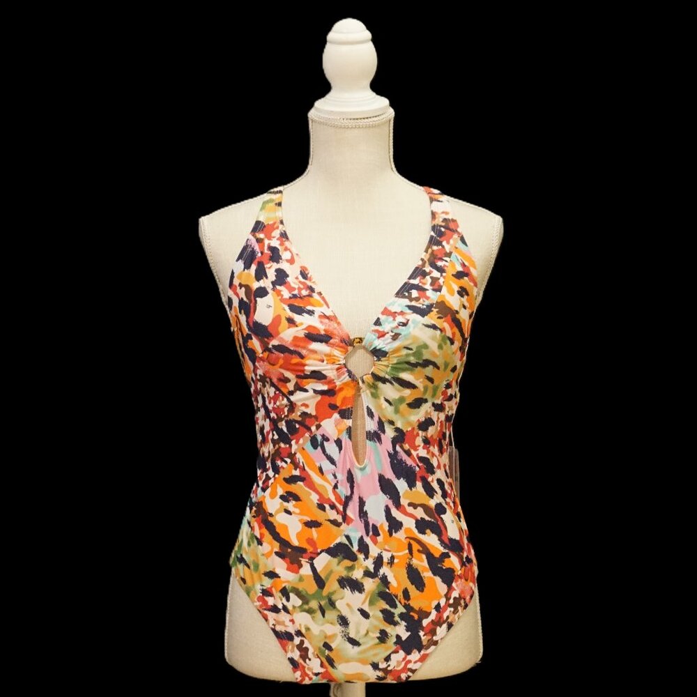 Bleu Rod Beattie Multi-Color Abstract Print One Piece Swimsuit Women’s Size 8